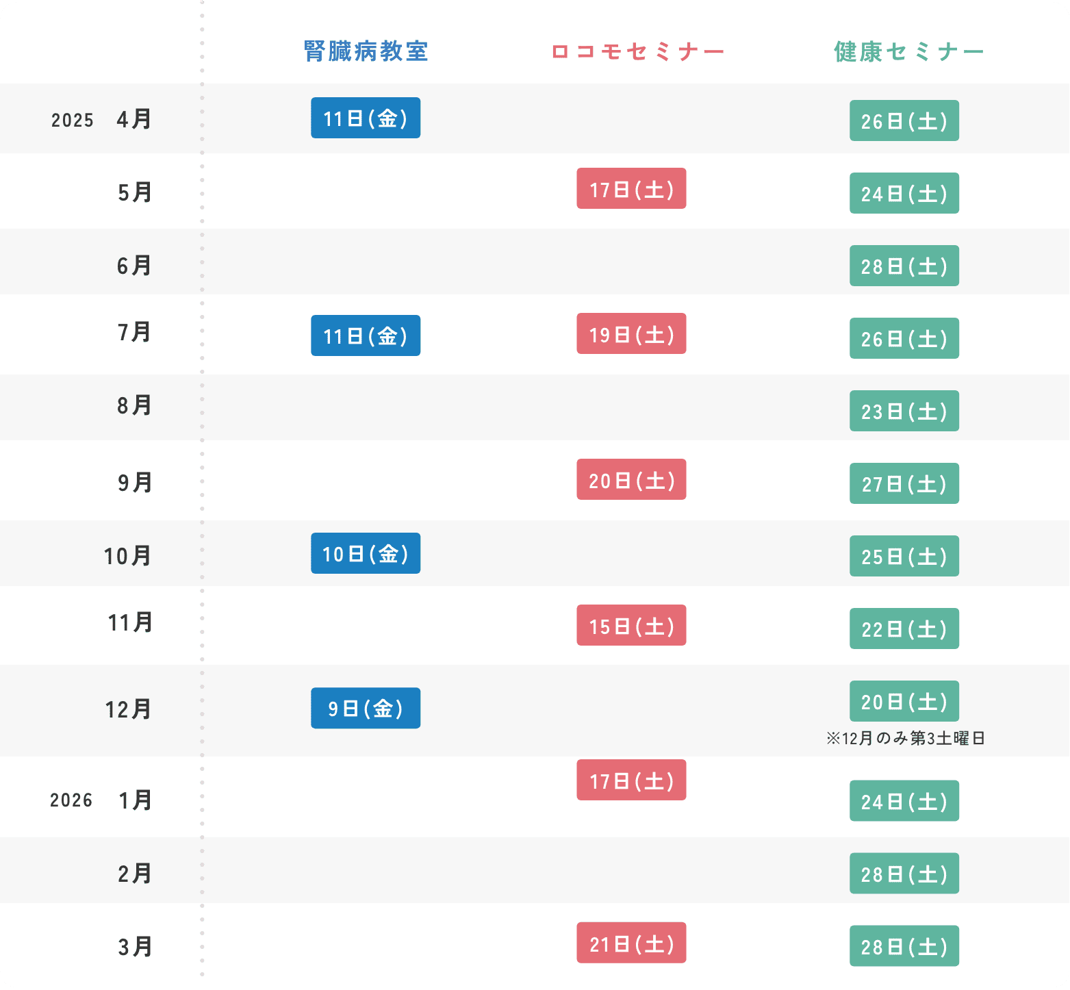 セミナー年間スケジュール